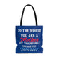 Mom World Blue Tote Bag