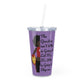 Iron Heart  Tumbler with Straw - Purple