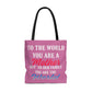 Mom World Pink Tote Bag