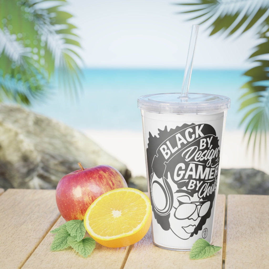 Gamer Girl Tumbler with Straw - White